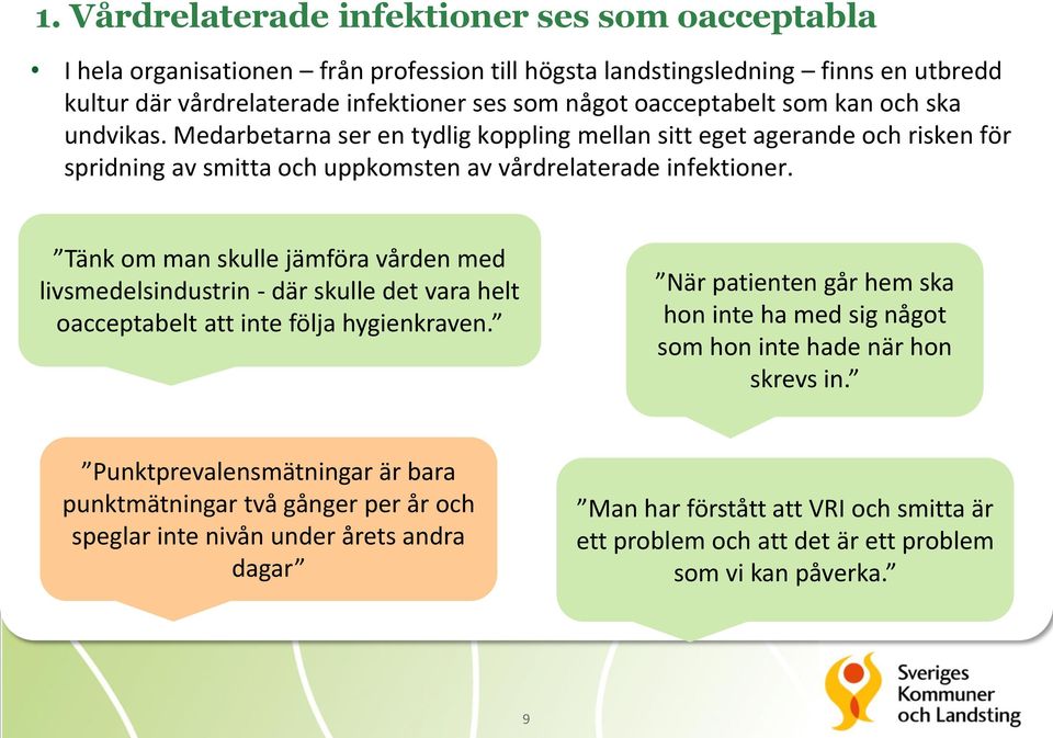 Tänk om man skulle jämföra vården med livsmedelsindustrin - där skulle det vara helt oacceptabelt att inte följa hygienkraven.