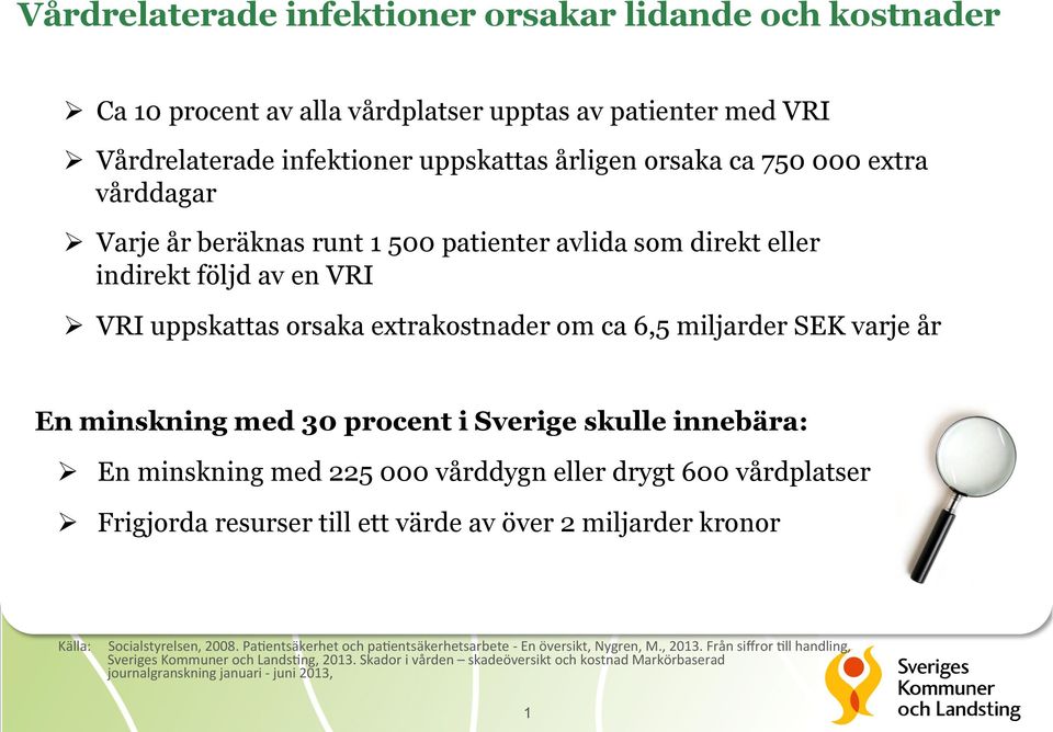i Sverige skulle innebära: Ø En minskning med 225 000 vårddygn eller drygt 600 vårdplatser Ø Frigjorda resurser till ett värde av över 2 miljarder kronor Källa: Socialstyrelsen, 2008.