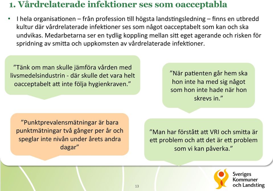 Tänk om man skulle jämföra vården med livsmedelsindustrin - där skulle det vara helt oacceptabelt ay inte följa hygienkraven.