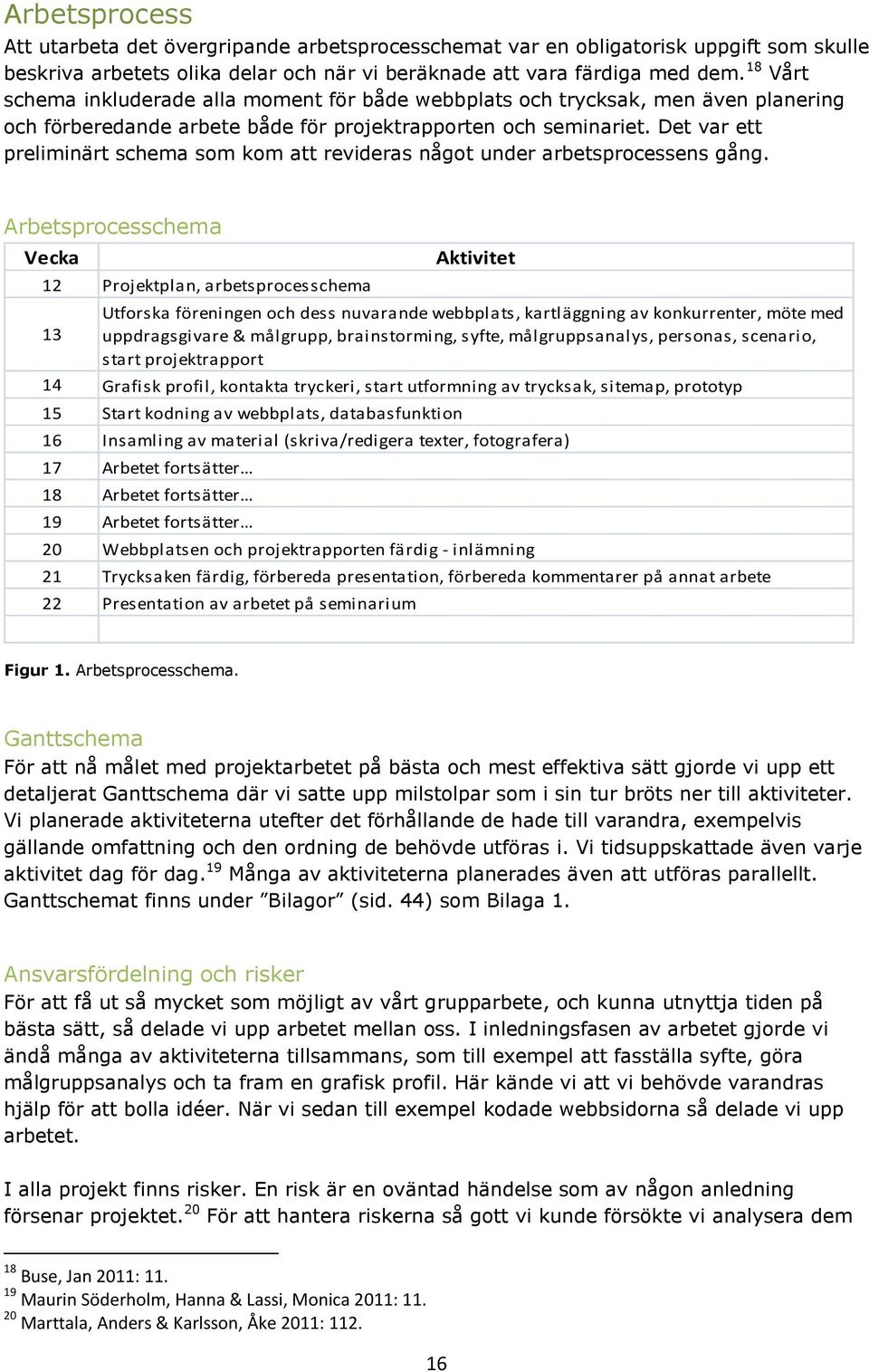 Det var ett preliminärt schema som kom att revideras något under arbetsprocessens gång.