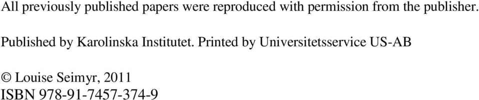 Published by Karolinska Institutet.