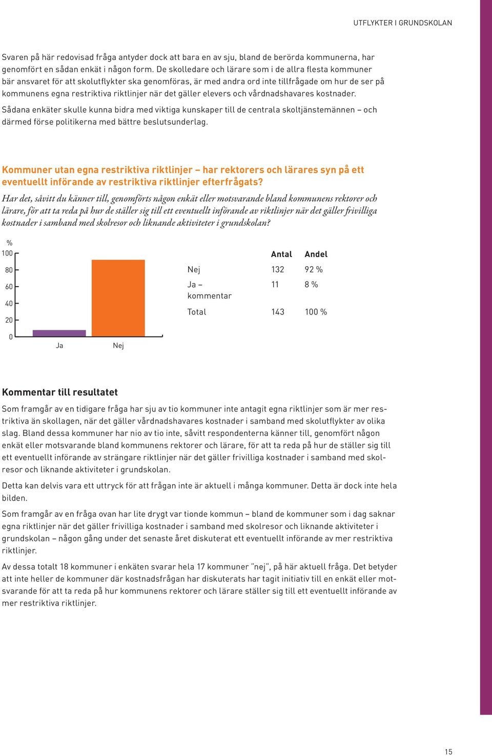 det gäller elevers och vårdnadshavares kostnader. Sådana enkäter skulle kunna bidra med viktiga kunskaper till de centrala skoltjänstemännen och därmed förse politikerna med bättre beslutsunderlag.