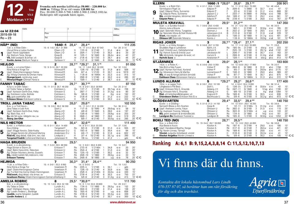 grande hästs ägare. ca kl :04 ÅP* (NO) 1640 :1 8,4 K 8,4 AK 111 35 7,br. s.