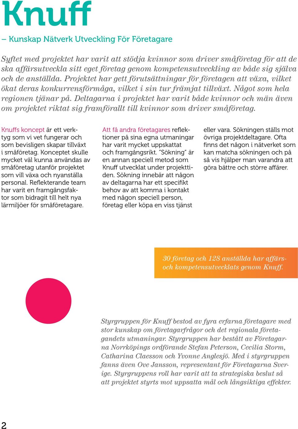 Deltagarna i projektet har varit både kvinnor och män även om projektet riktat sig framförallt till kvinnor som driver småföretag.