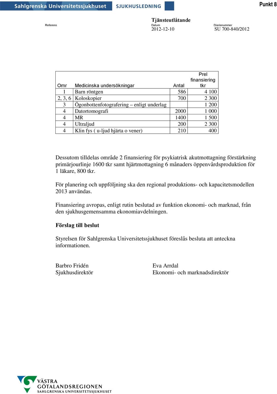 för psykiatrisk akutmottagning förstärkning primärjourlinje 1600 tkr samt hjärtmottagning 6 månaders öppenvårdsproduktion för 1 läkare, 800 tkr.