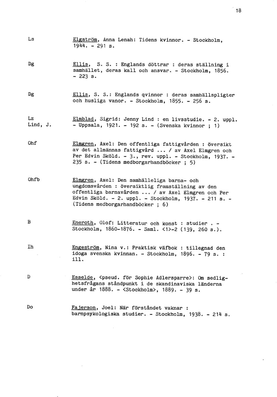 - (Svenska kvinnor ; 1) Ohf Ohfb Elmnren, Axel: Den offentliga fattigvarden : översikt av det allmännas fattigvgrd... / av Axel Elmgren och Per Edvin Sköld. - 3., rev. uppl. - Stockholm, 1937.