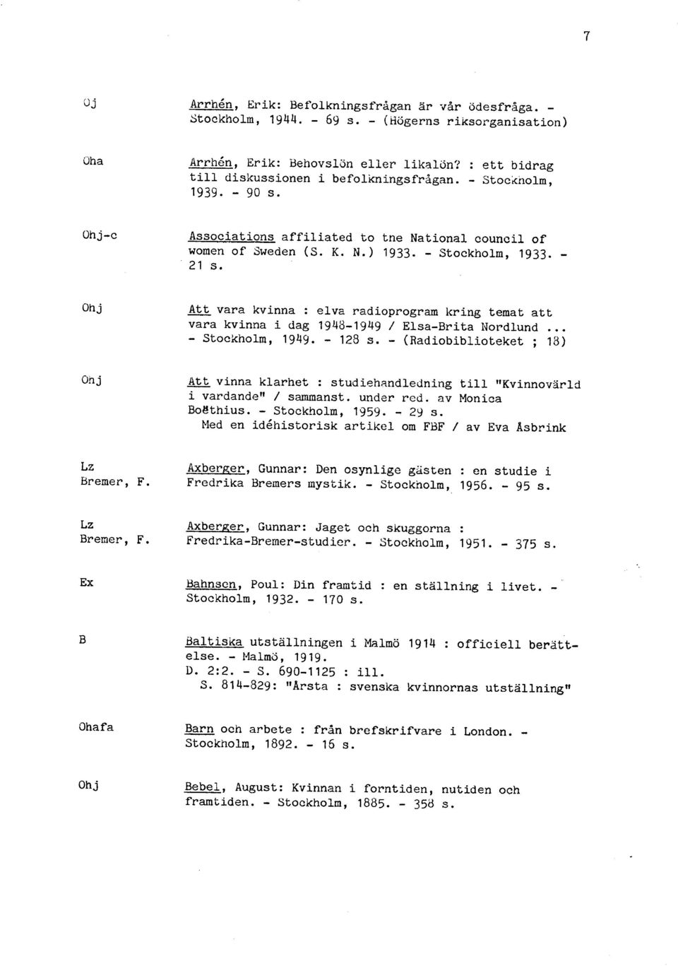 Ohj Oh j Att vara kvinna : elva radioprogram kring temat att vara kvinna i dag 1948-1949 / Elsa-Brita Nordlund... - Stockholm, 1949. - 128 s.