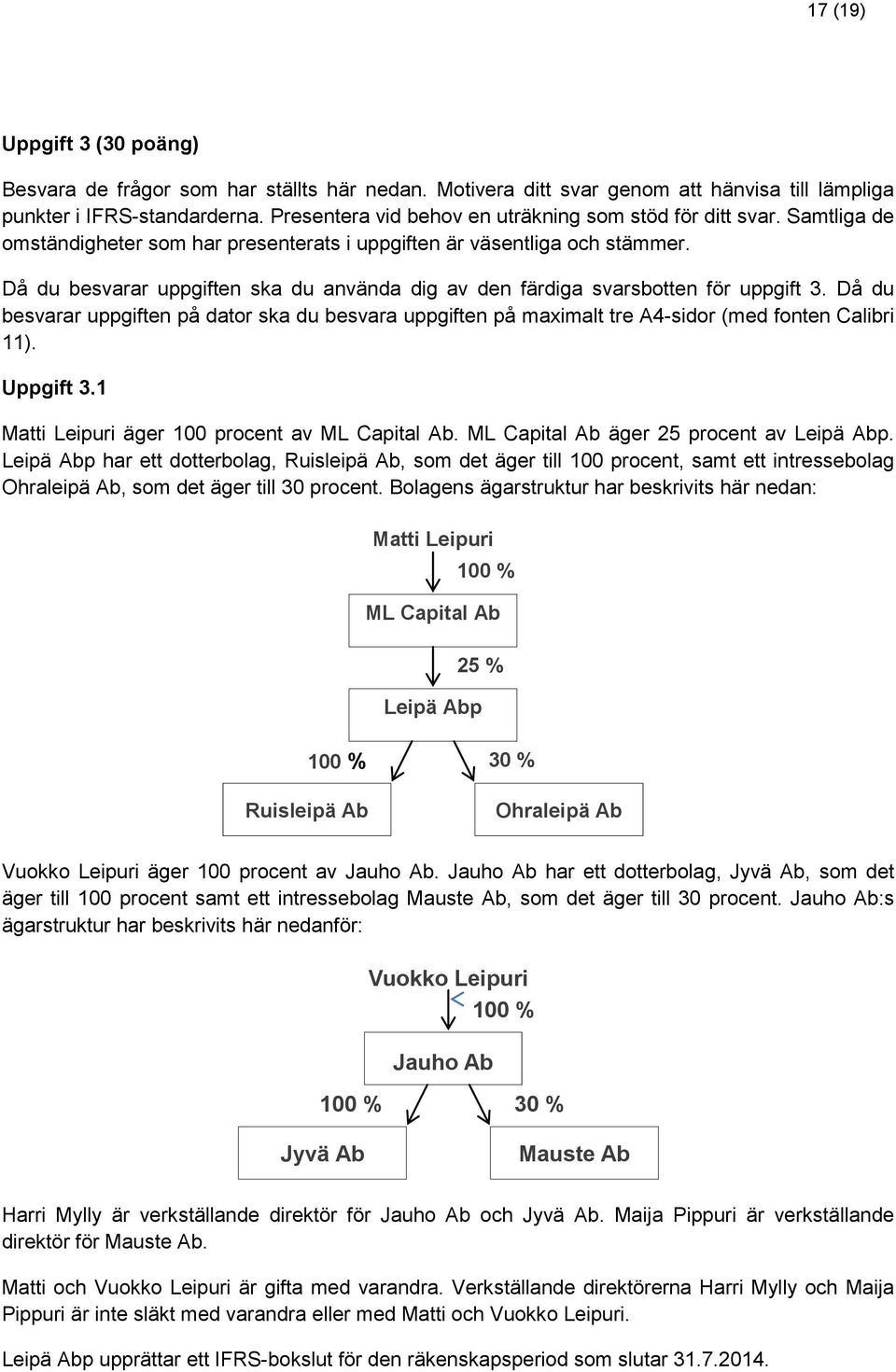 Då du besvarar uppgiften ska du använda dig av den färdiga svarsbotten för uppgift 3. Då du besvarar uppgiften på dator ska du besvara uppgiften på maximalt tre A4-sidor (med fonten Calibri 11).