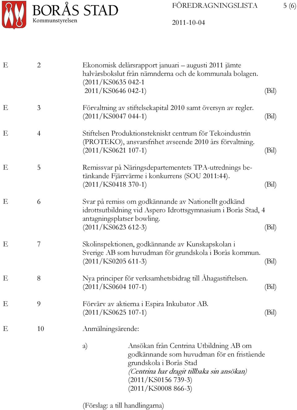 (2011/KS0047 044-1) E 4 Stiftelsen Produktionstekniskt centrum för Tekoindustrin (PROTEKO), ansvarsfrihet avseende 2010 års förvaltning.