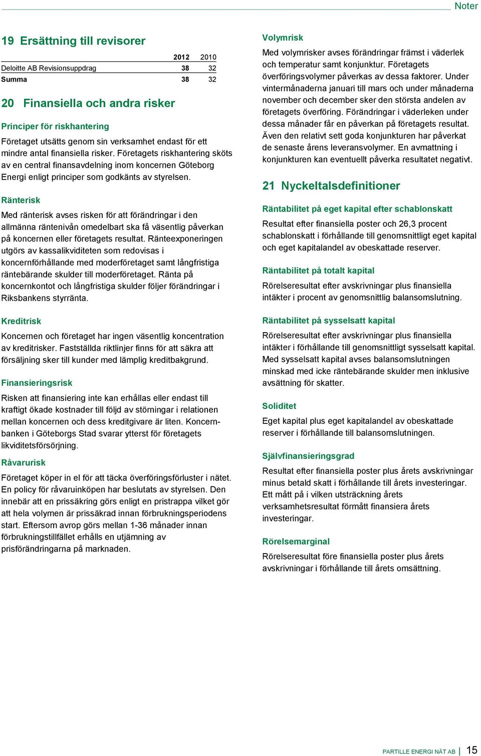 Ränterisk Med ränterisk avses risken för att förändringar i den allmänna räntenivån omedelbart ska få väsentlig påverkan på koncernen eller företagets resultat.