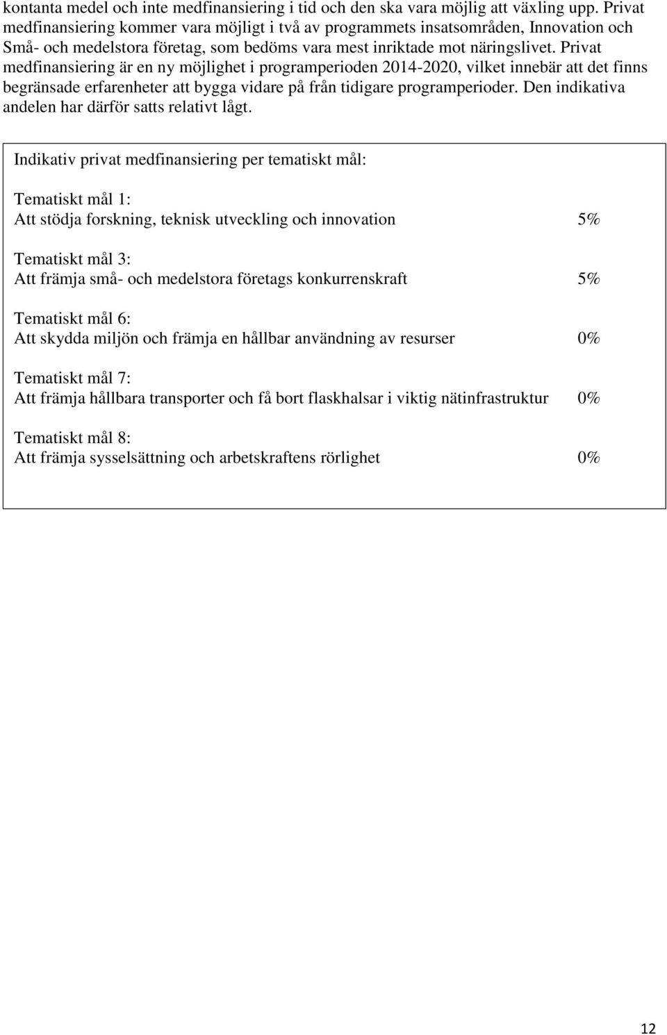 Privat medfinansiering är en ny möjlighet i programperioden 2014-2020, vilket innebär att det finns begränsade erfarenheter att bygga vidare på från tidigare programperioder.