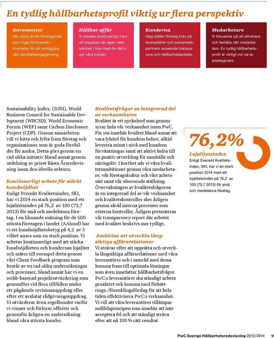 Kunderna Idag ställer företag krav på leverantörer och samarbetspartners avseende transparens och hållbarhetsarbete. Medarbetare Vi fokuserar på att attrahera och behålla rätt medarbetare.