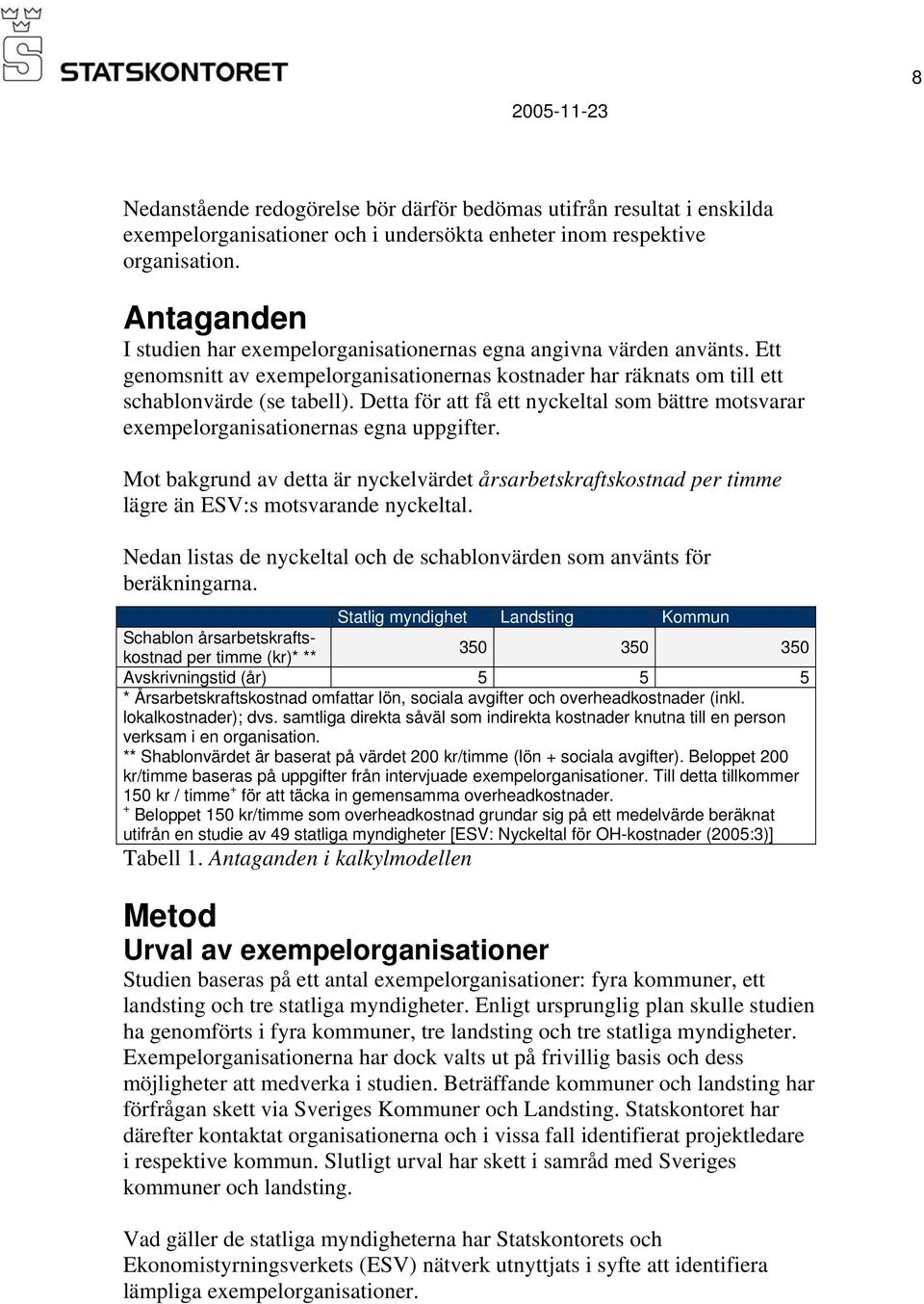 Detta för att få ett nyckeltal som bättre motsvarar exempelorganisationernas egna uppgifter.