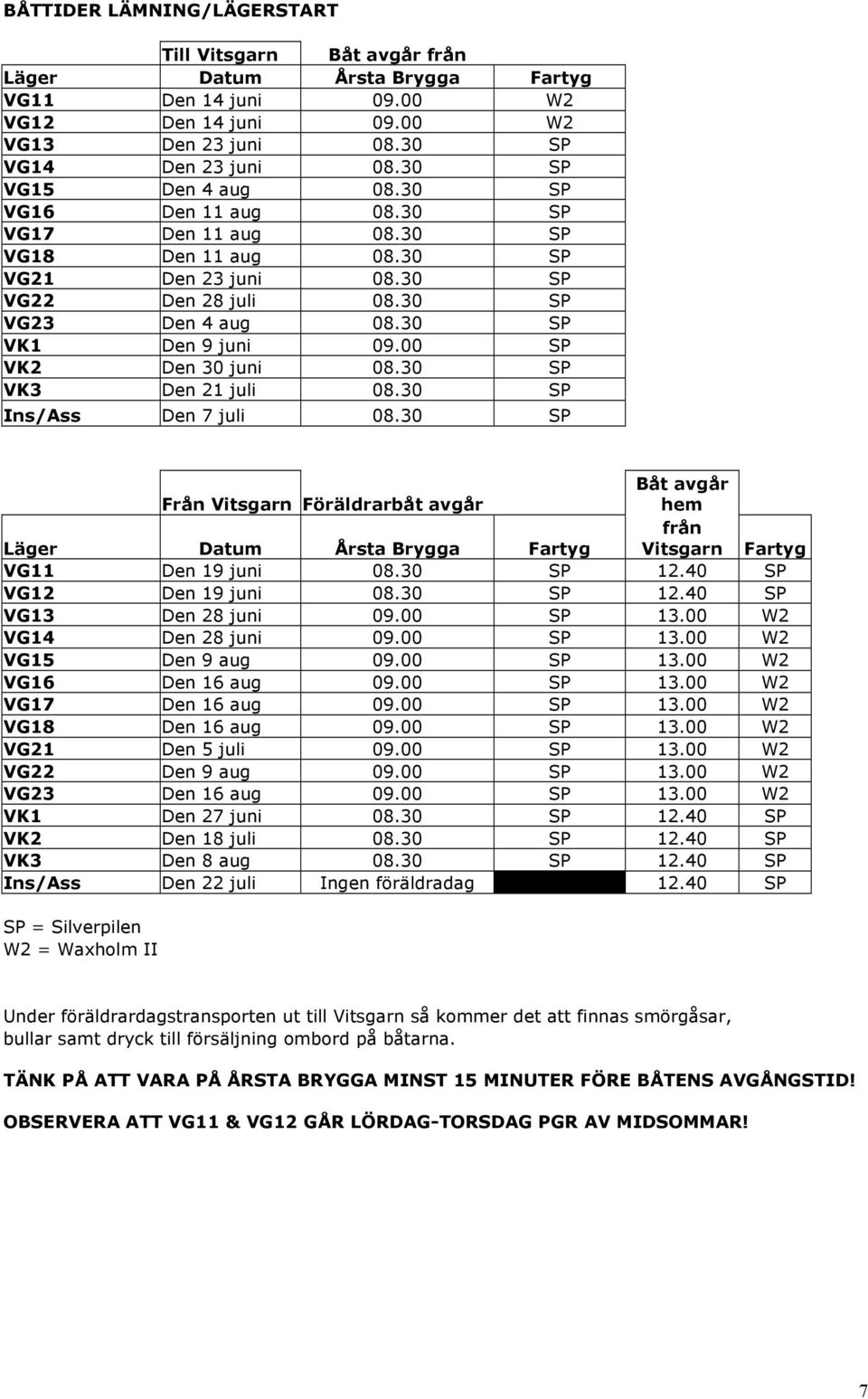 00 SP VK2 Den 30 juni 08.30 SP VK3 Den 21 juli 08.30 SP Ins/Ass Den 7 juli 08.