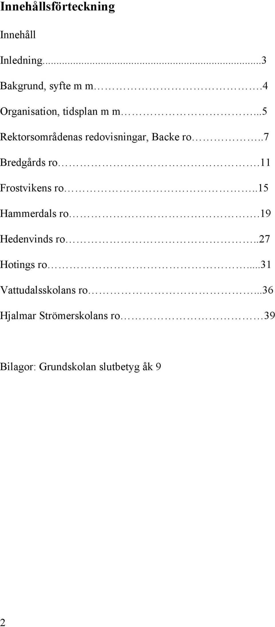 .7 Bredgårds ro.11 Frostvikens ro..15 Hammerdals ro.19 Hedenvinds ro.