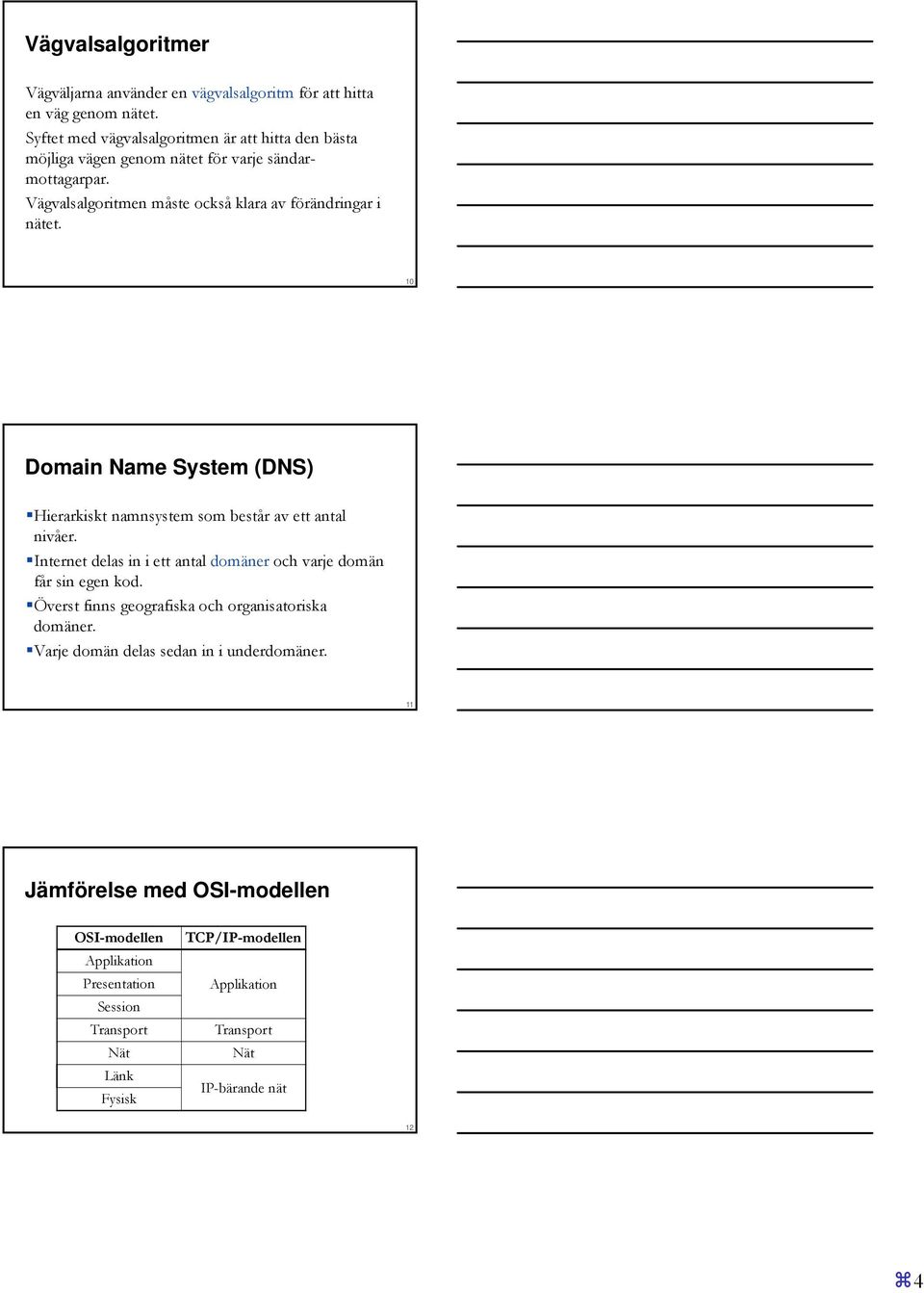 10 Domain Name System (DNS) Hierarkiskt namnsystem som består av ett antal nivåer. Internet delas in i ett antal domäner och varje domän får sin egen kod.