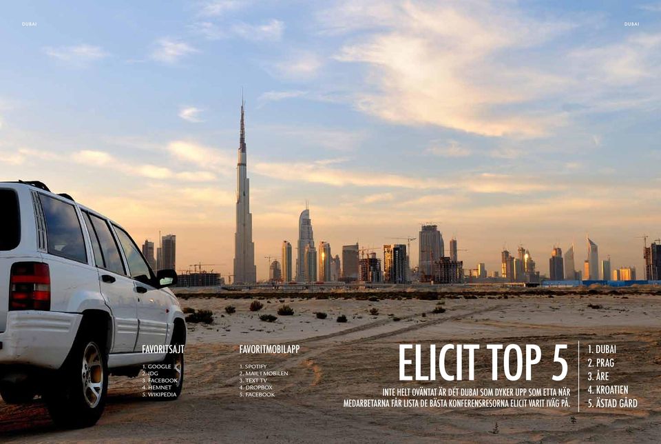 FACEBOOK ELICIT TOP 5 Inte helt oväntat är det Dubai som dyker upp som etta när