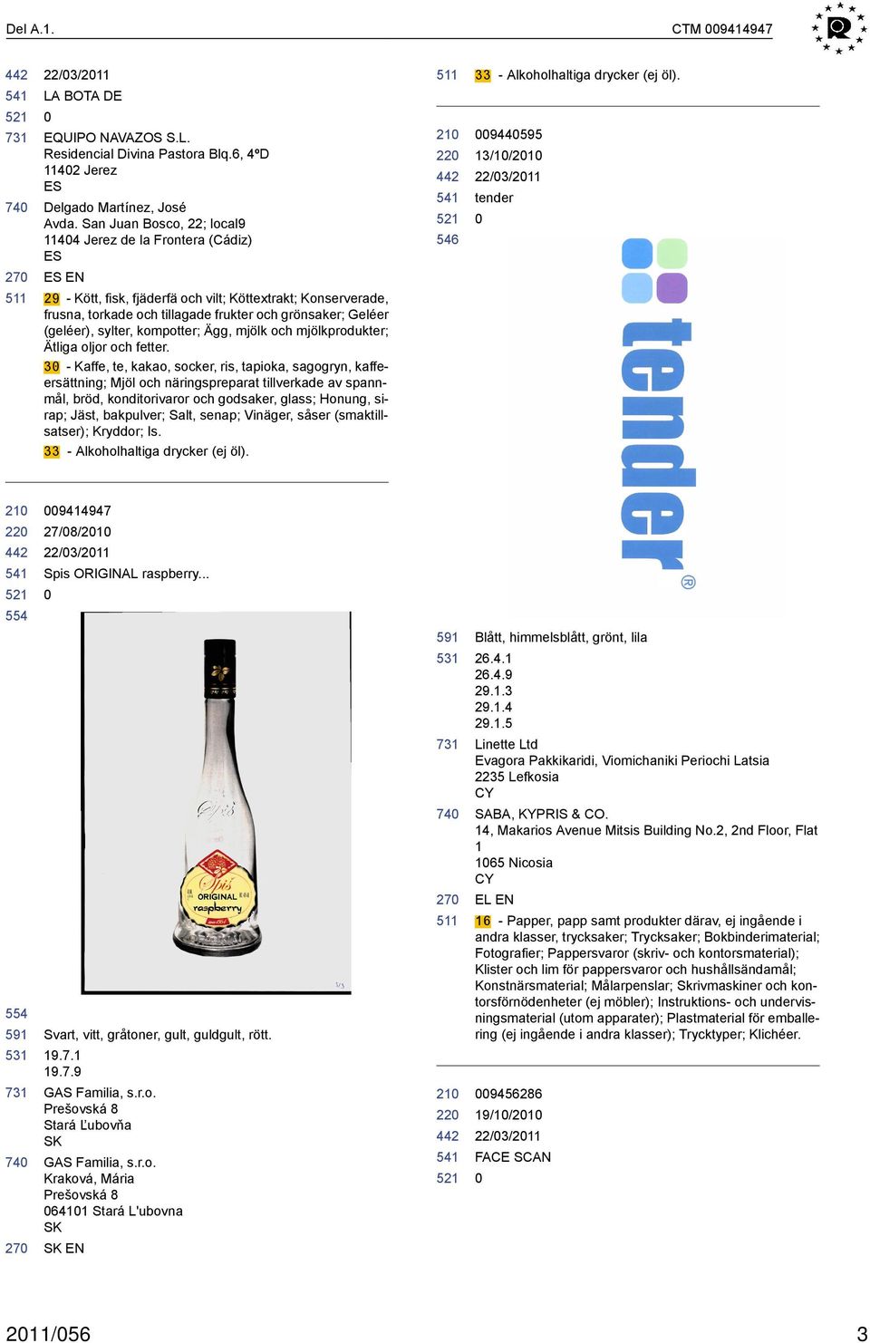 (geléer), sylter, kompotter; Ägg, mjölk och mjölkprodukter; Ätliga oljor och fetter.