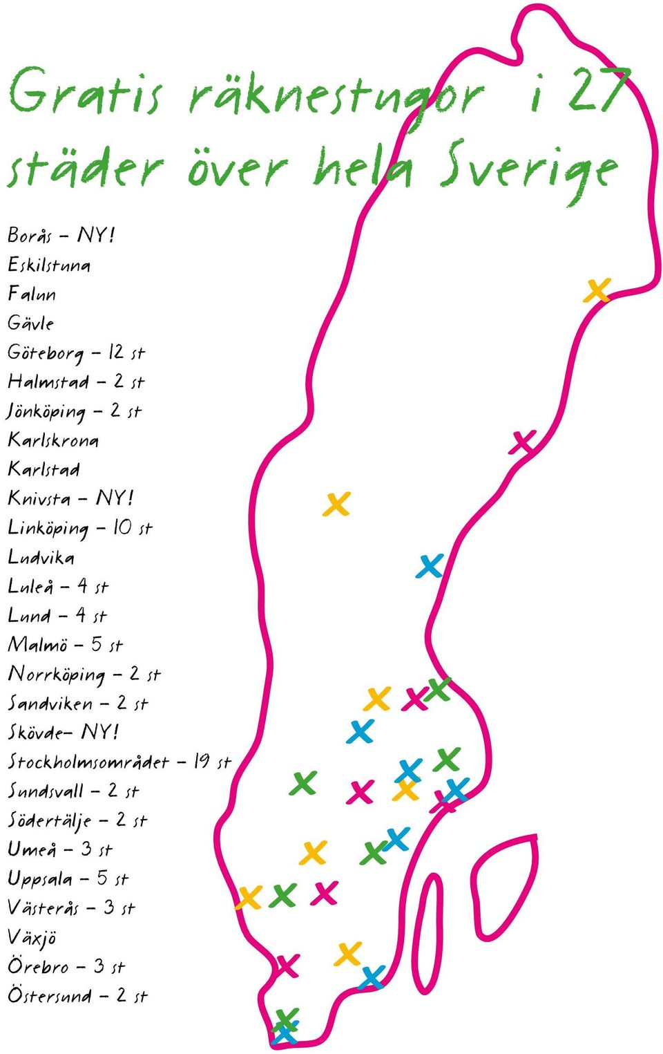 NY! Linköping 10 st Ludvika Luleå 4 st Lund 4 st Malmö 5 st Norrköping 2 st Sandviken 2 st