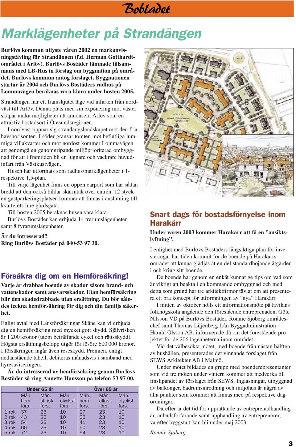 Byggnationen startar år 2004 och Burlövs Bostäders radhus på Lommavägen beräknas vara klara under hösten 2005. Strandängen har ett framskjutet läge vid infarten från nordväst till Arlöv.