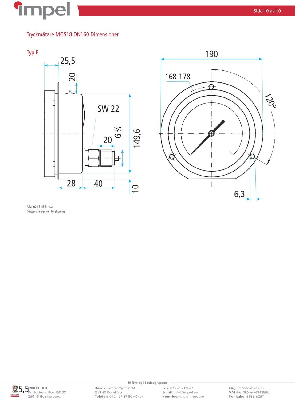 SW 22 20 G ⅜ 149,6 28 40 10 6,3 Alla mått