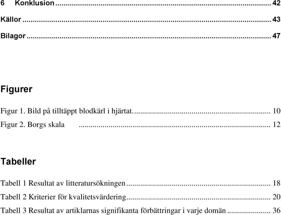 .. 12 Tabeller Tabell 1 Resultat av litteratursökningen.