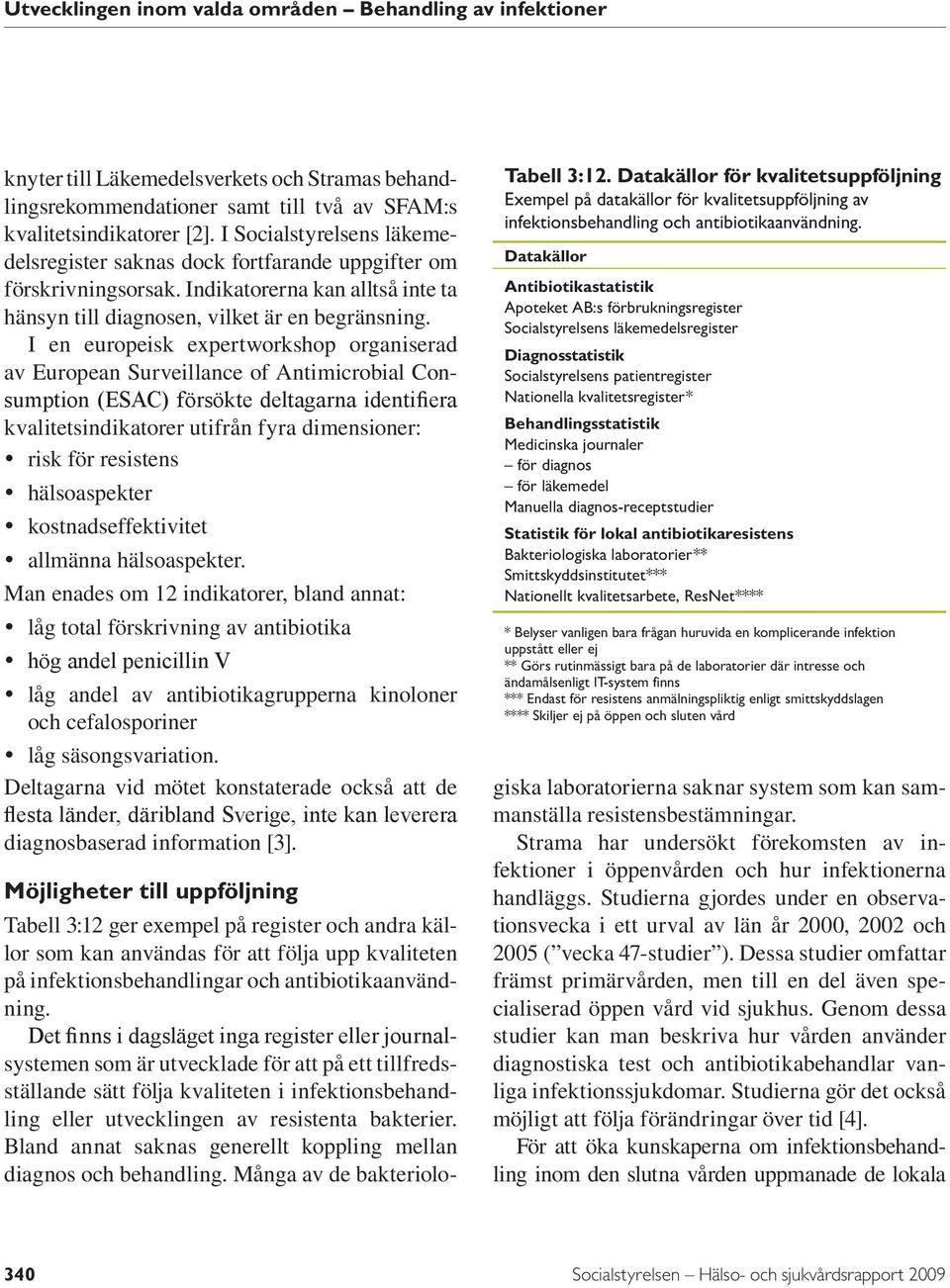 I en europeisk expertworkshop organiserad av European Surveillance of Antimicrobial Consumption (ESAC) försökte deltagarna identifiera kvalitetsindikatorer utifrån fyra dimensioner: risk för