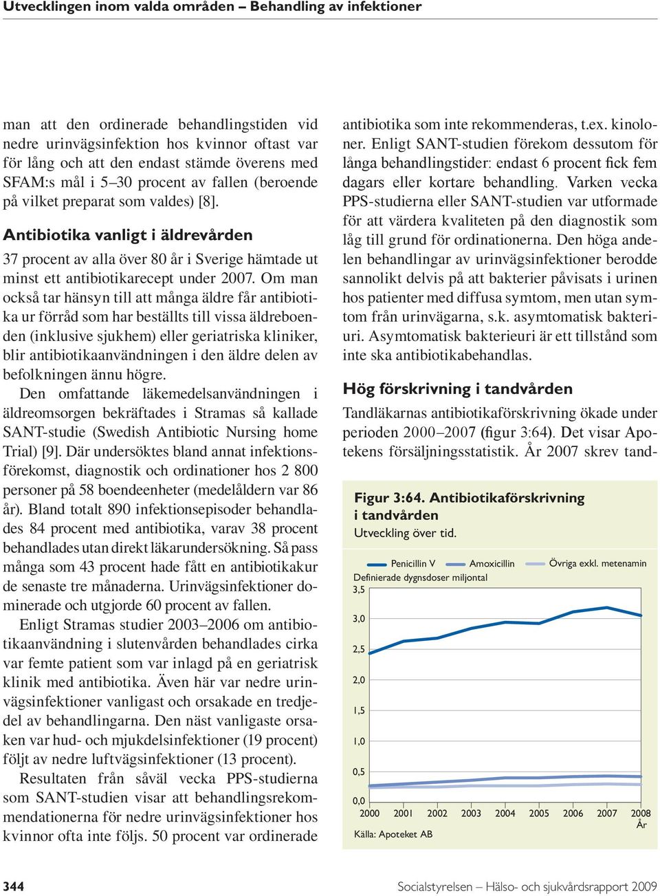 Om man också tar hänsyn till att många äldre får antibiotika ur förråd som har beställts till vissa äldreboenden (inklusive sjukhem) eller geriatriska kliniker, blir antibiotikaanvändningen i den