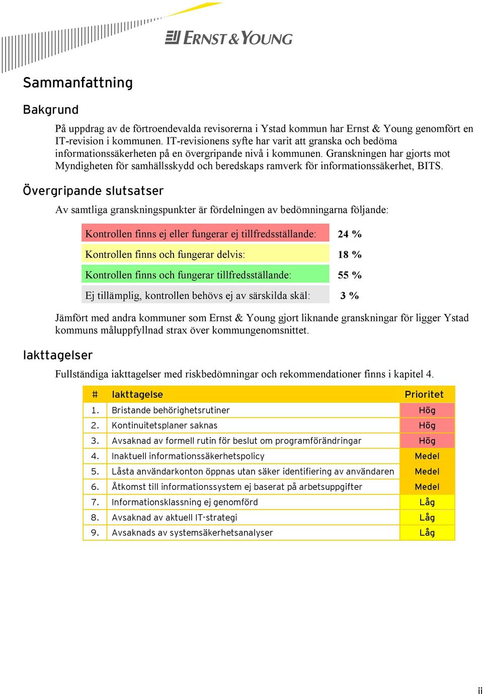 Granskningen har gjorts mot Myndigheten för samhällsskydd och beredskaps ramverk för informationssäkerhet, BITS.