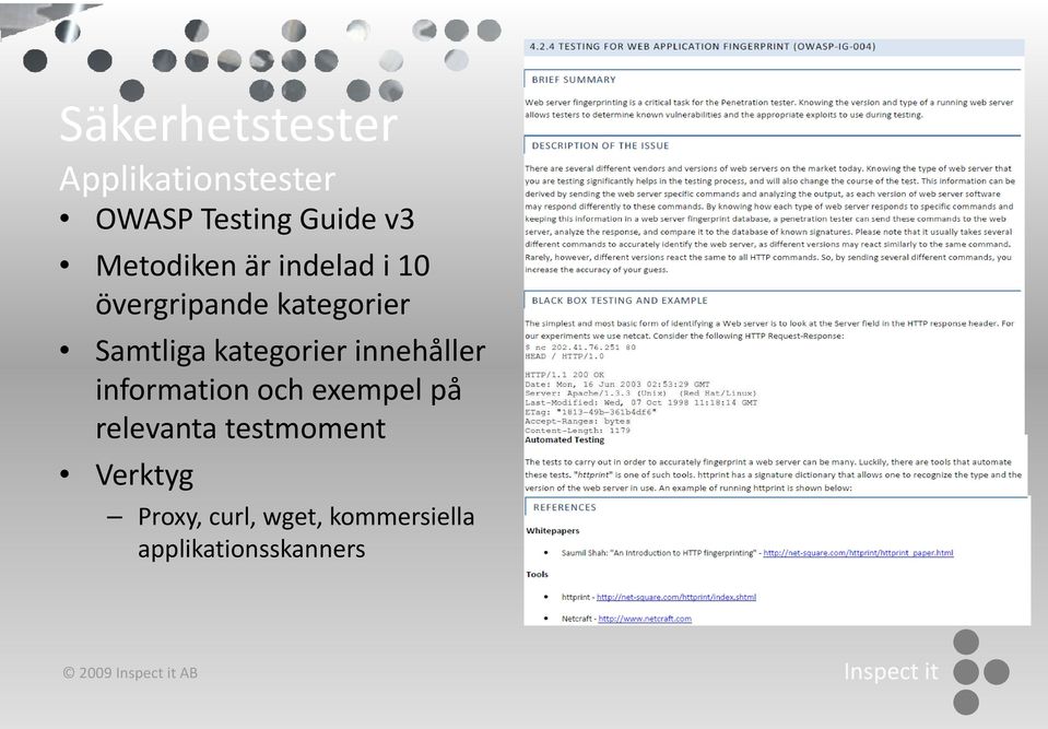 kategorier innehåller information och exempel på relevanta