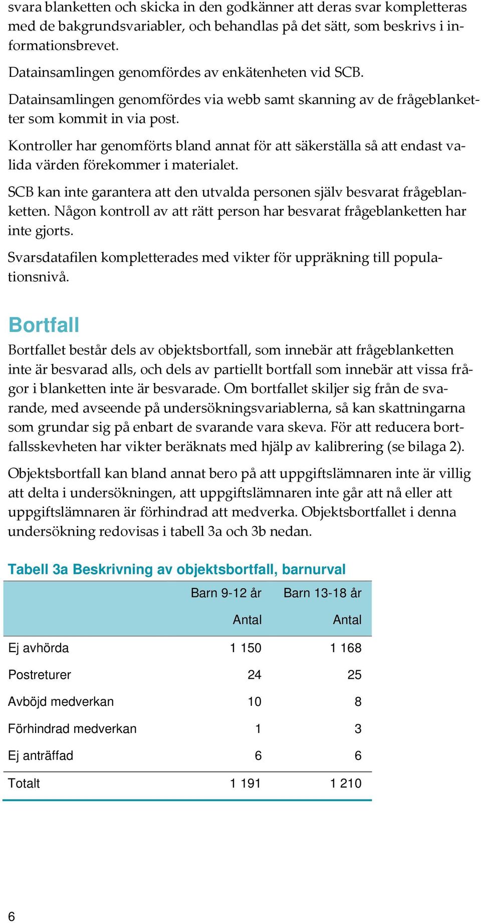 Kontroller har genomförts bland annat för att säkerställa så att endast valida värden förekommer i materialet. SCB kan inte garantera att den utvalda personen själv besvarat frågeblanketten.