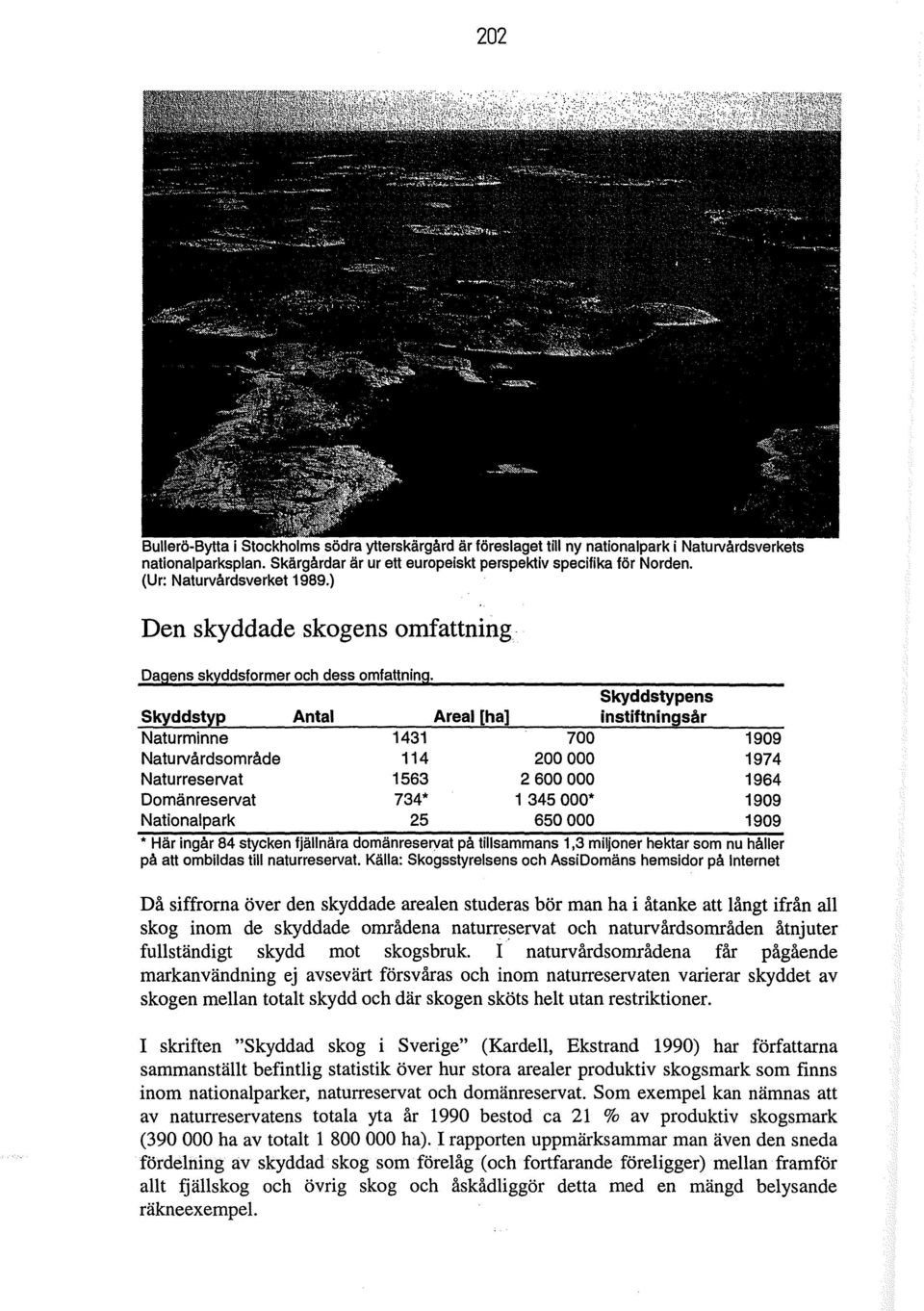 1909 1909 * Här ingår 84 stycken fjällnära domänreservat på tillsammans 1,3 miljoner hektar som nu håller på att ombildas till naturreservat.