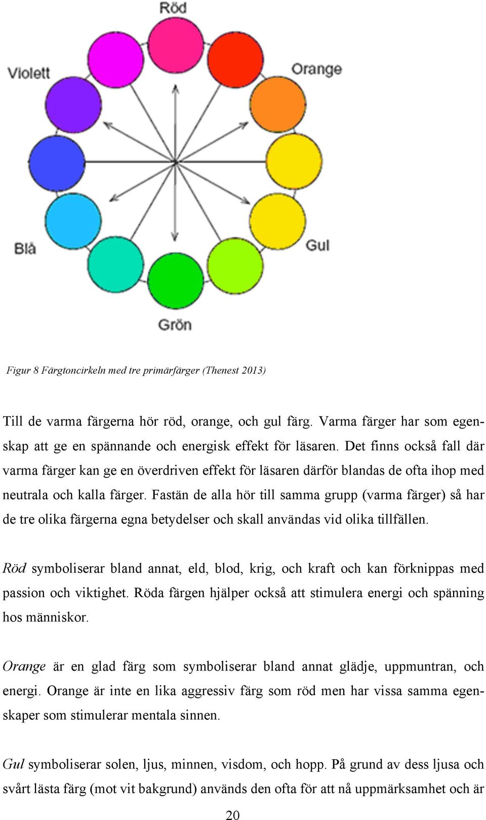 Fastän de alla hör till samma grupp (varma färger) så har de tre olika färgerna egna betydelser och skall användas vid olika tillfällen.