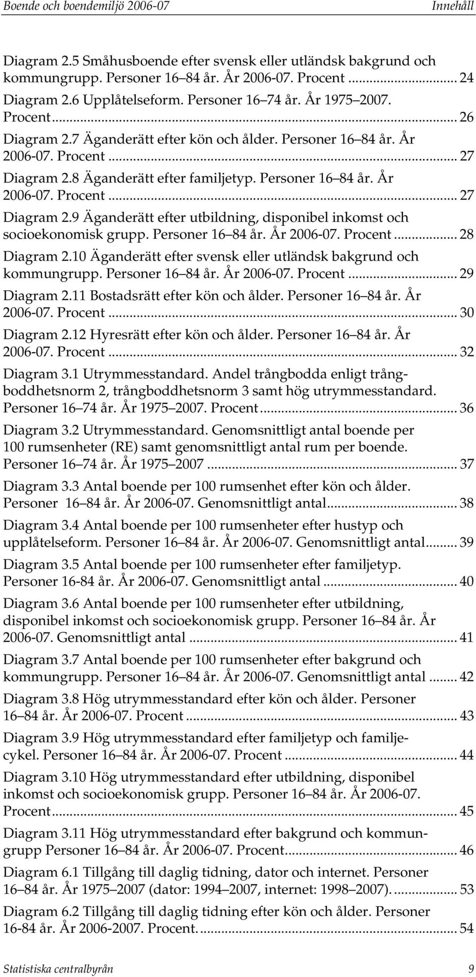 8 Äganderätt efter familjetyp. Personer 16 84 år. År 2006-07.... 27 Diagram 2.9 Äganderätt efter utbildning, disponibel inkomst och socioekonomisk grupp. Personer 16 84 år. År 2006-07.... 28 Diagram 2.