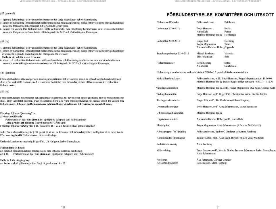 senast två veckor före förbundsmötet ställa verksamhets- och förvaltningsberättelserna samt revisionsberättelsen avseende föregående verksamhetsår till förfogande för SDF och röstberättigade