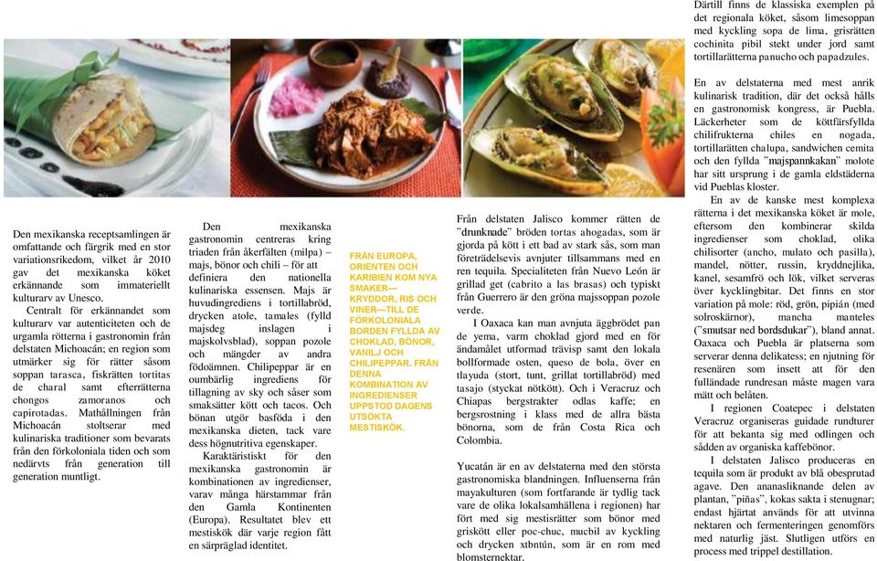 Centralt för erkännandet som kulturarv var autenticiteten och de urgamla rötterna i gastronomin från delstaten Michoacán; en region som utmärker sig för rätter såsom soppan tarasca, fiskrätten