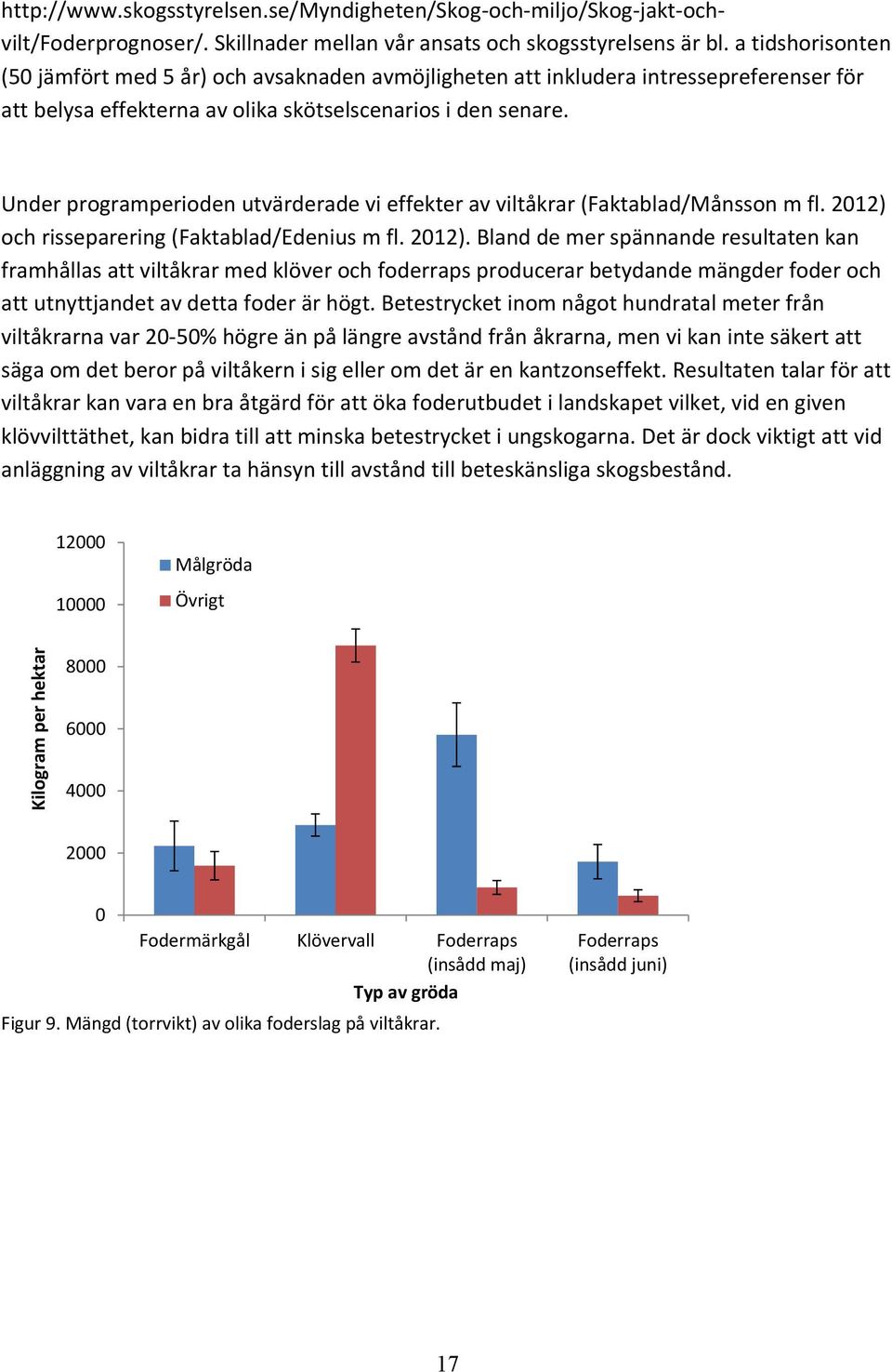 Under programperioden utvärderade vi effekter av viltåkrar (Faktablad/Månsson m fl. 2012) 