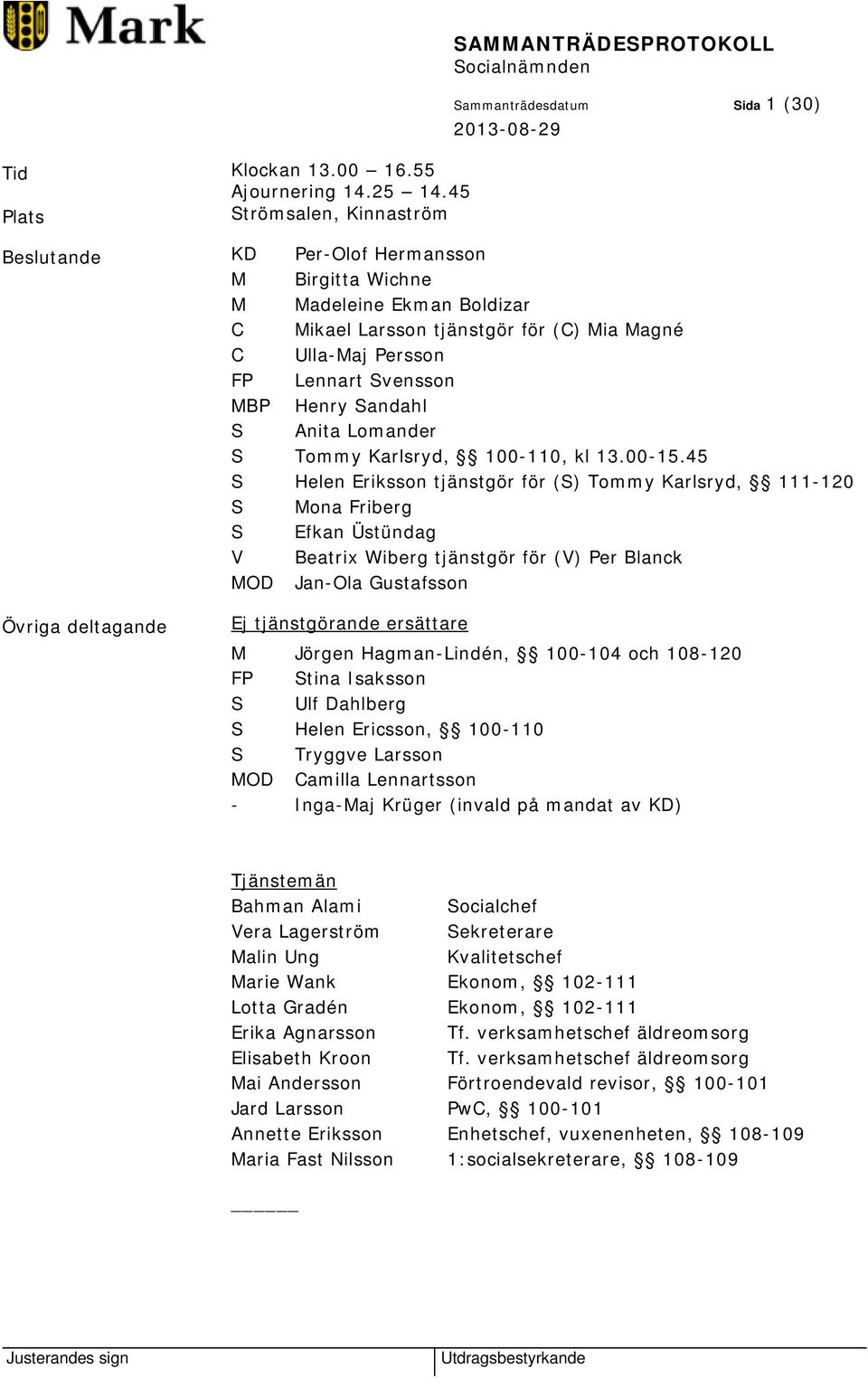 Mia Magné C Ulla-Maj Persson FP Lennart Svensson MBP Henry Sandahl S Anita Lomander S Tommy Karlsryd, 100-110, kl 13.00-15.