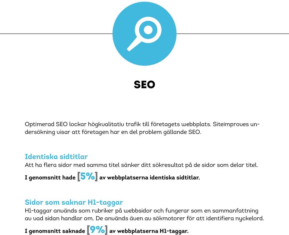 Identiska sidtitlar Att ha flera sidor med samma titel sänker ditt sökresultat på de sidor som delar titel.
