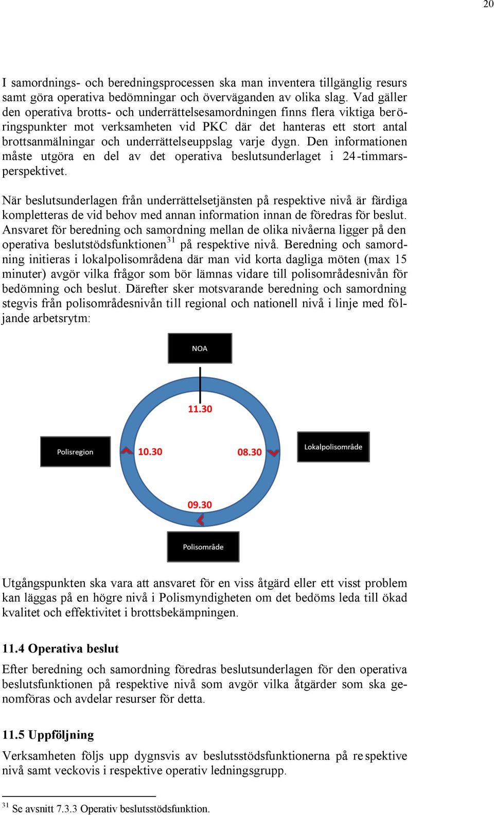 underrättelseuppslag varje dygn. Den informationen måste utgöra en del av det operativa beslutsunderlaget i 24-timmarsperspektivet.