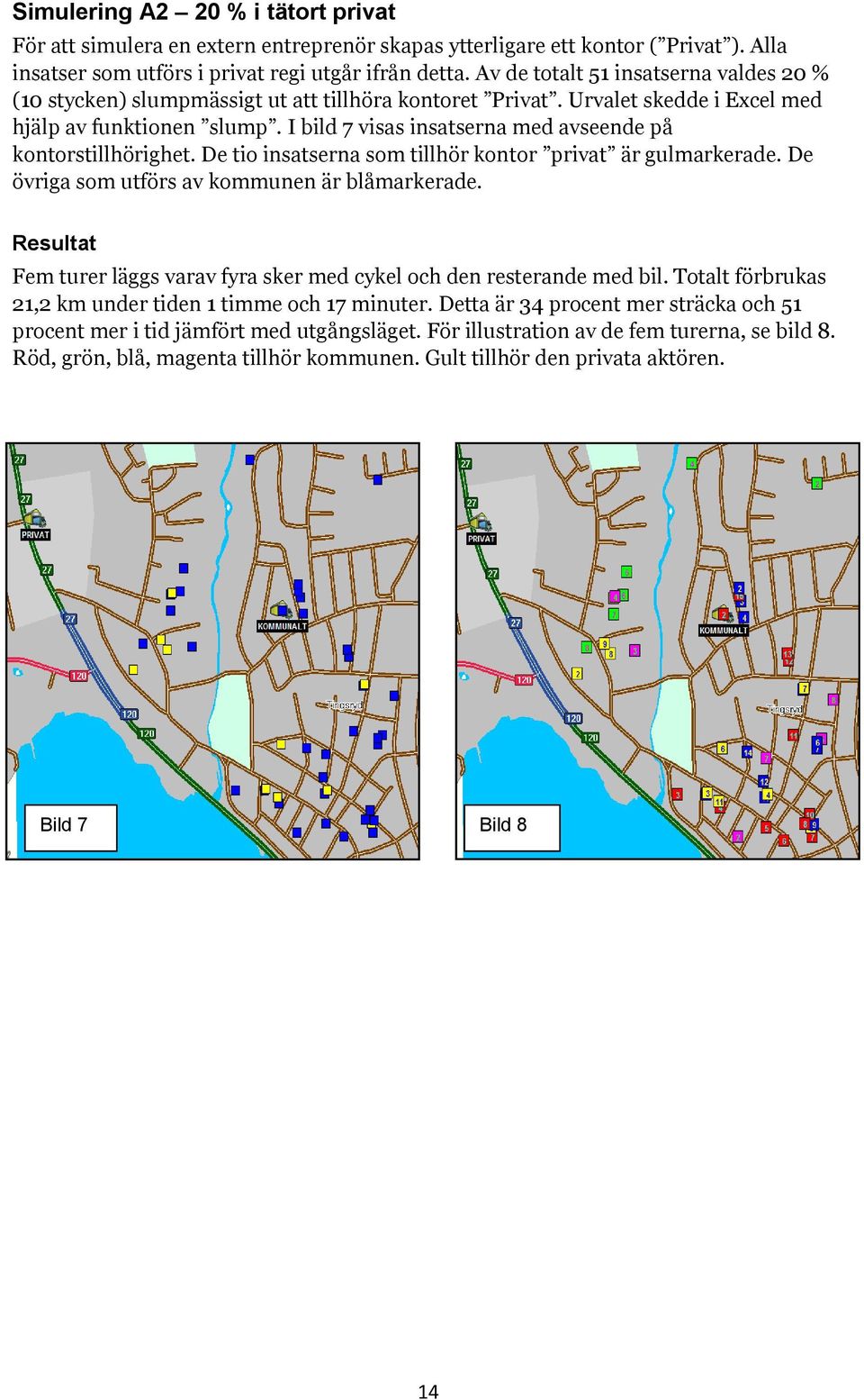 I bild 7 visas insatserna med avseende på kontorstillhörighet. De tio insatserna som tillhör kontor privat är gulmarkerade. De övriga som utförs av kommunen är blåmarkerade.