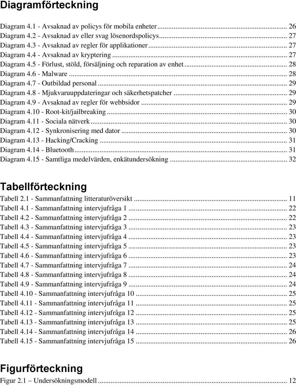 8 - Mjukvaruuppdateringar och säkerhetspatcher... 29 Diagram 4.9 - Avsaknad av regler för webbsidor... 29 Diagram 4.10 - Root-kit/jailbreaking... 30 Diagram 4.11 - Sociala nätverk... 30 Diagram 4.12 - Synkronisering med dator.