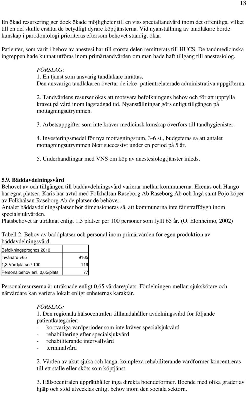 De tandmedicinska ingreppen hade kunnat utföras inom primärtandvården om man hade haft tillgång till anestesiolog. 1. En tjänst som ansvarig tandläkare inrättas.