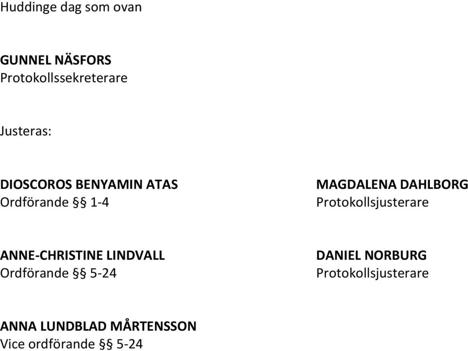 DAHLBORG Protokollsjusterare ANNE-CHRISTINE LINDVALL Ordförande