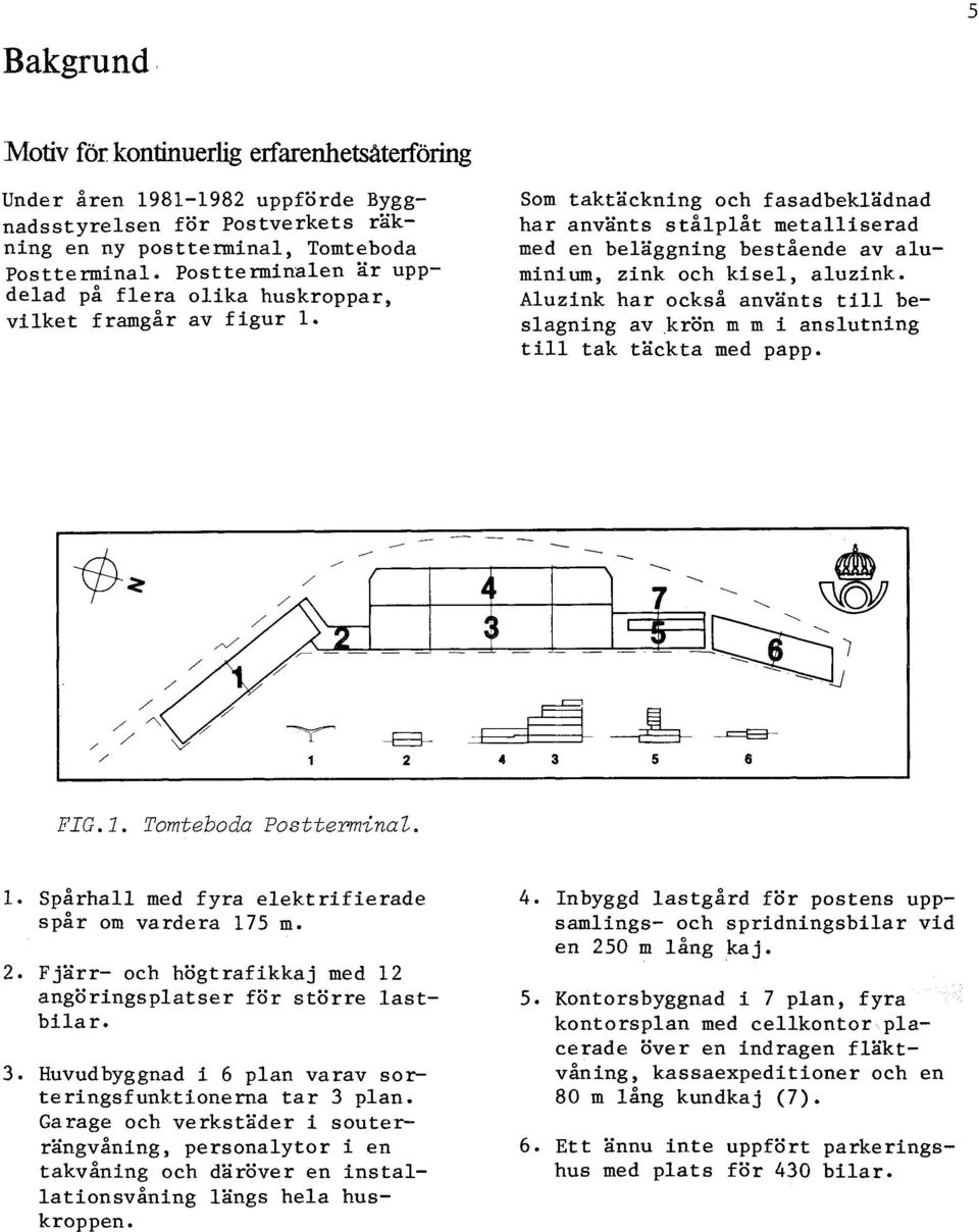 Som taktäckning och fasadbeklädnad har använts stålplåt metalliserad med en beläggning bestående av aluminium, zink och kisel, aluzink.