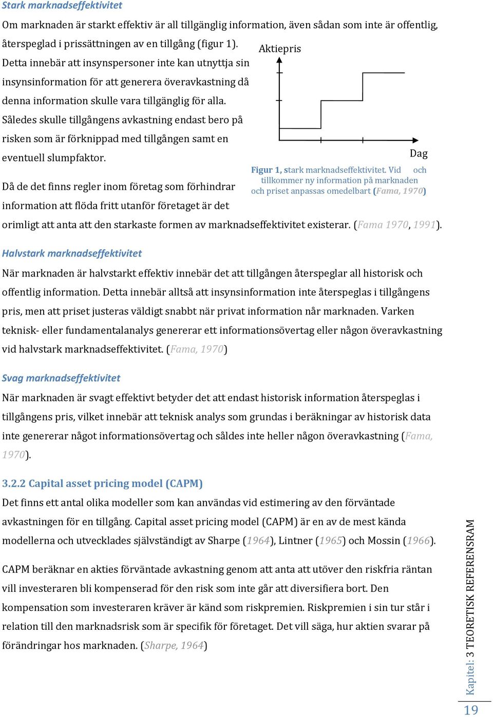 Således skulle tillgångens avkastning endast bero på risken som är förknippad med tillgången samt en eventuell slumpfaktor.