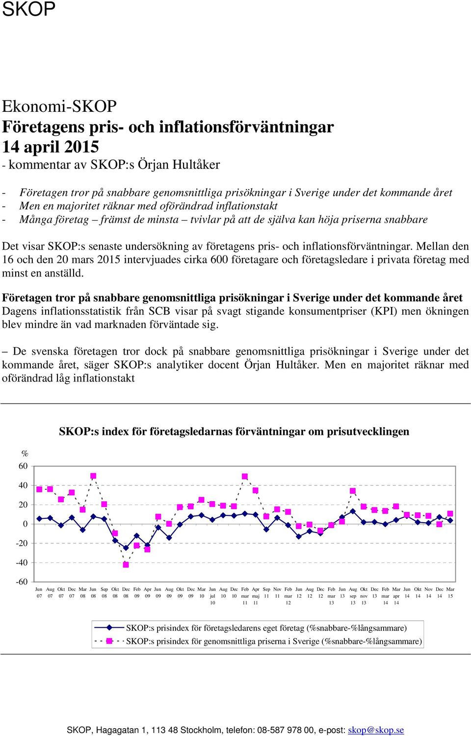 inflationsförväntningar. Mellan den 16 och den 2 s 215 intervjuades cirka 6 företagare och företagsledare i privata företag med minst en anställd.