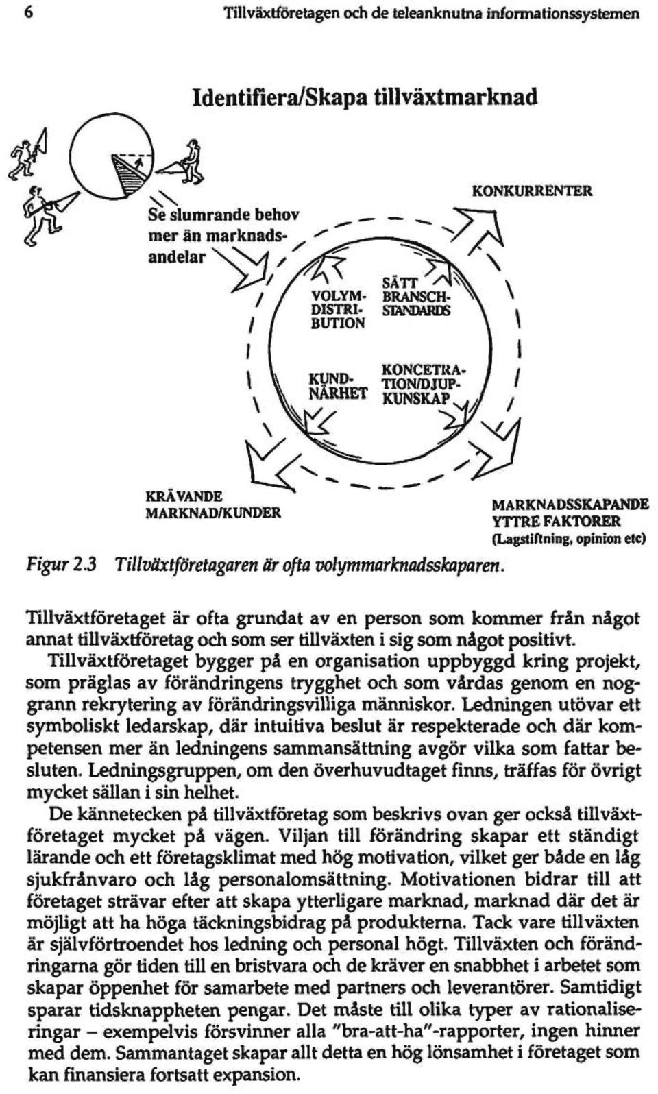 .^ KONCETKA- \ NÄRHET KUNSKAP t^rrr \ KRAVANDE MARKNADSSKAPANDE MARKNAD/KUNDER YTTRE FAKTORER (Lagstiftning, opinion etc) Figwr 2.3 Tillväxtföretagaren är ofta volymmarknadsskaparen.