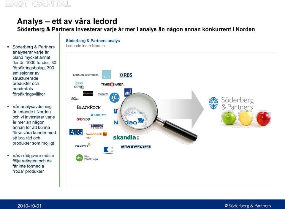 försäkringsvillkor Söderberg & Partners analys Ledande inom Norden Vår analysavdelning är ledande i Norden och vi investerar varje år mer än