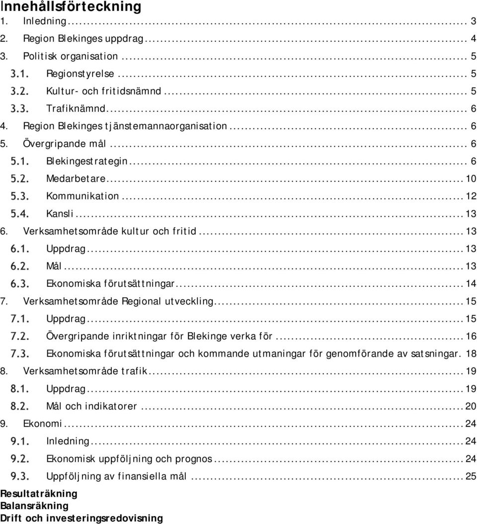.. 13 Mål... 13 Ekonomiska förutsättningar... 14 7. Verksamhetsområde Regional utveckling... 15 Uppdrag... 15 Övergripande inriktningar för Blekinge verka för.